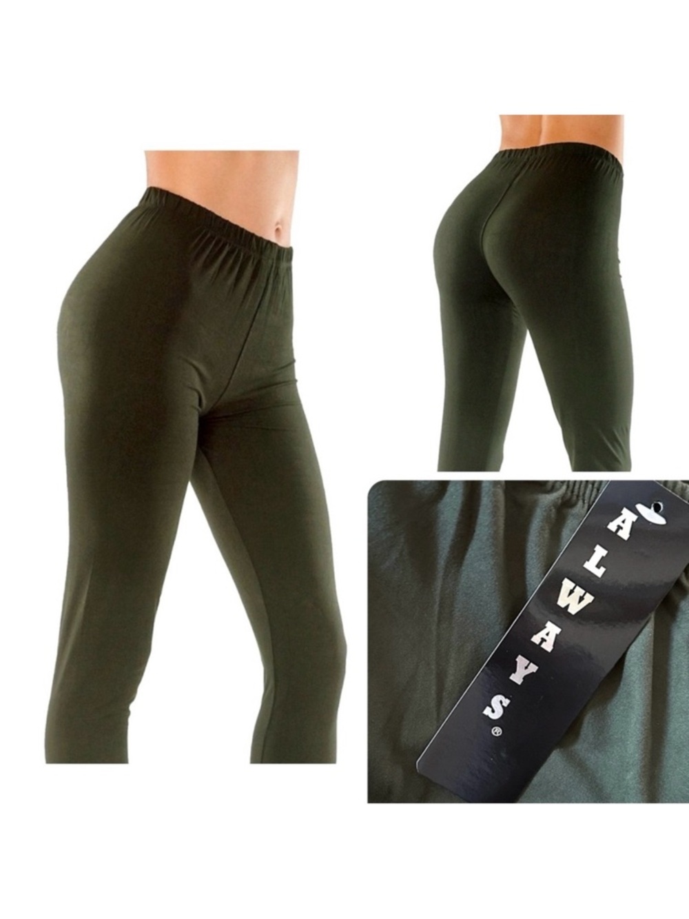 ALWAYS Buttery Soft Leggings Dark Olive Green OS (0–6) Stretch High Rise